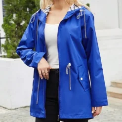 Fashionable Thin Waterproof Fabric Jacket Women's Outdoor Windbreaker Women's Outdoor Solid Color Casual Wear