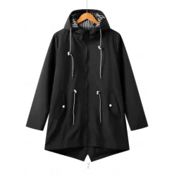 Fashionable Thin Waterproof Fabric Jacket Women's Outdoor Windbreaker Women's Outdoor Solid Color Casual Wear