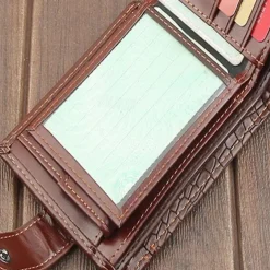Fathers Day Gifts for Dad Men's Crocodile Style PU Leather Wallet With Zipper Multi Card Slots