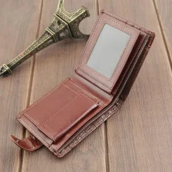 Fathers Day Gifts for Dad Men's Crocodile Style PU Leather Wallet With Zipper Multi Card Slots
