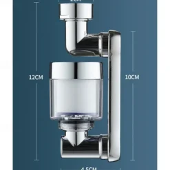 Faucet Extender Mechanical Arm 1080° Water Aerator Nozzle Bubbler for Bathroom Kitchen, Universal Tap Extend Head Sprayer Filter Spout Adapter Attachment Fittings Accessories