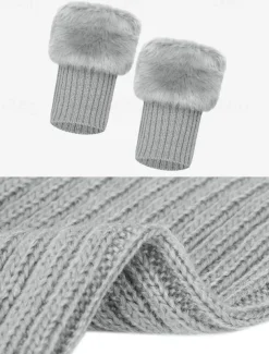 Faux Fur Boot Cuff Warmers – Cozy Knit Boot Socks with Fluffy Top, Winter Fashion Accessories for Women