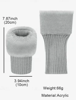 Faux Fur Boot Cuff Warmers – Cozy Knit Boot Socks with Fluffy Top, Winter Fashion Accessories for Women