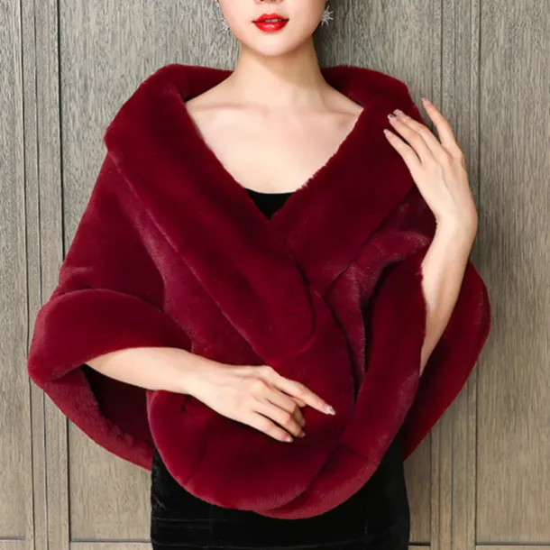 Faux Fur Wraps Women's Wrap Pure Elegant Sleeveless Faux Fur Wedding Wraps With Pure Color For Daily Fall