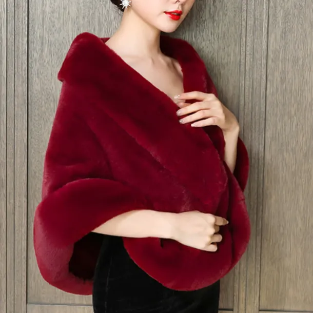 Faux Fur Wraps Women's Wrap Pure Elegant Sleeveless Faux Fur Wedding Wraps With Pure Color For Daily Fall