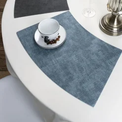 Faux Leather Round Table Placemats 1PC, Wedge Placemats Heat Resistant Round Table Mats for Dining Table, Waterproof Wipeable PU Table Mats