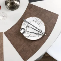 Faux Leather Round Table Placemats 1PC, Wedge Placemats Heat Resistant Round Table Mats for Dining Table, Waterproof Wipeable PU Table Mats