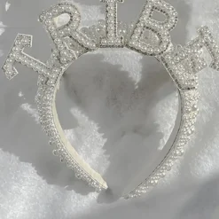 Faux Pearl Bride To Be Crown Headband for Bach, Bachelorette, Hen Party, Bridal Shower, Wedding, Engagement, Rehearsal Dinner Decoration Gift