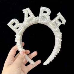 Faux Pearl Bride To Be Crown Headband for Bach, Bachelorette, Hen Party, Bridal Shower, Wedding, Engagement, Rehearsal Dinner Decoration Gift