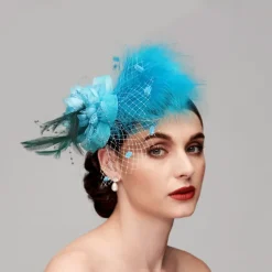 Feather / Net Fascinators / Headwear with Floral 1PC Fall Wedding / Special Occasion / Ladies Day Headpiece dress to impress Fascinators Race Day Dress