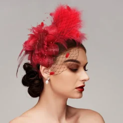 Feather / Net Fascinators / Headwear with Floral 1PC Fall Wedding / Special Occasion / Ladies Day Headpiece dress to impress Fascinators Race Day Dress