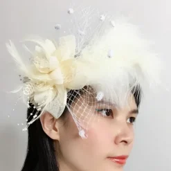 Feather / Net Fascinators / Headwear with Floral 1PC Fall Wedding / Special Occasion / Ladies Day Headpiece dress to impress Fascinators Race Day Dress