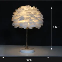 Feather Lamp Northern European Light Luxury Feather Table Lamp Marble American Creative Princess Bedroom Bedside Lamp