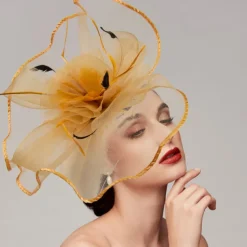 Feathers / Net Fascinators / Hats / Headpiece with Feather / Cap / Flower 1 PC Wedding / Horse Race / Melbourne Cup Headpiece dress to impress Race Day Dress