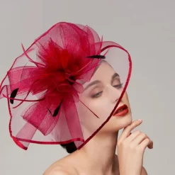 Feathers / Net Fascinators / Hats / Headpiece with Feather / Cap / Flower 1 PC Wedding / Horse Race / Melbourne Cup Headpiece dress to impress Race Day Dress