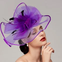 Feathers / Net Fascinators / Hats / Headpiece with Feather / Cap / Flower 1 PC Wedding / Horse Race / Melbourne Cup Headpiece dress to impress Race Day Dress