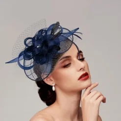 Feathers / Net Fascinators Kentucky Derby Hat/ Headpiece with Feather / Cap / Flower 1 PC Wedding / Horse Race / Ladies Day Headpiece