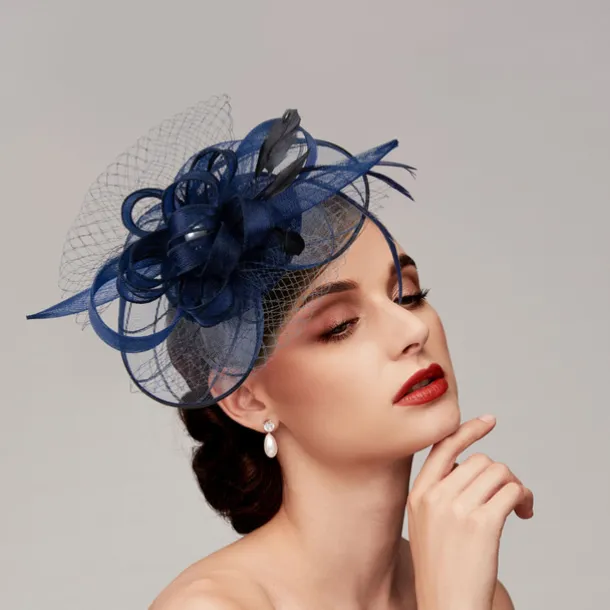 Feathers / Net Fascinators Kentucky Derby Hat/ Headpiece with Feather / Cap / Flower 1 PC Wedding / Horse Race / Ladies Day Headpiece
