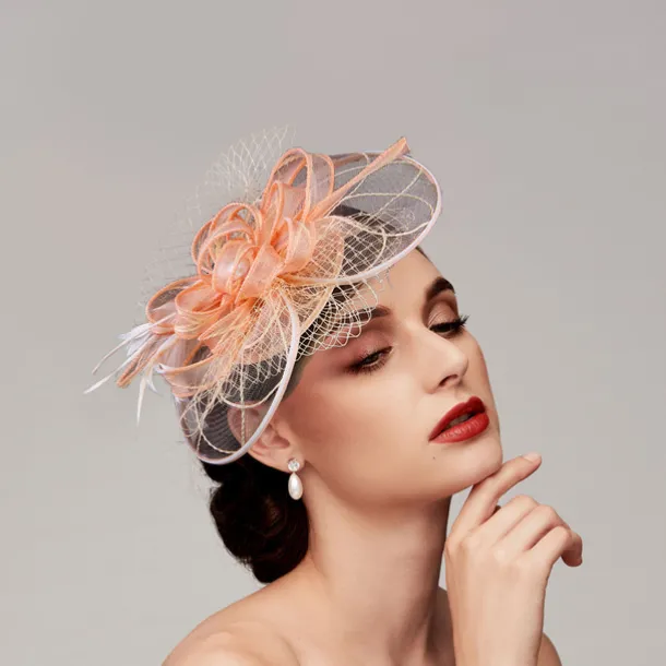 Feathers / Net Fascinators Kentucky Derby Hat/ Headpiece with Feather / Cap / Flower 1 PC Wedding / Horse Race / Ladies Day Headpiece