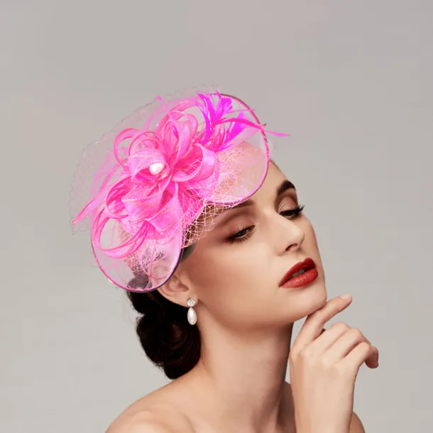 Feathers / Net Fascinators Kentucky Derby Hat/ Headpiece with Feather / Cap / Flower 1 PC Wedding / Horse Race / Ladies Day Headpiece