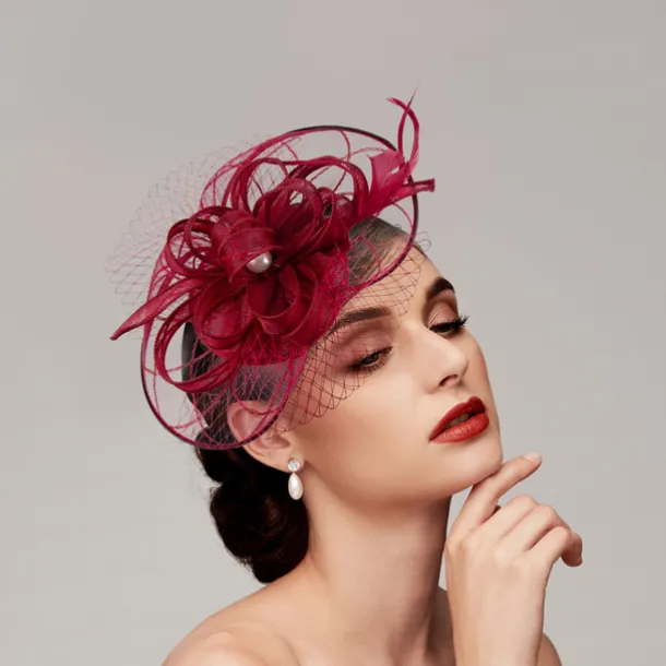 Feathers / Net Fascinators Kentucky Derby Hat/ Headpiece with Feather / Cap / Flower 1 PC Wedding / Horse Race / Ladies Day Headpiece