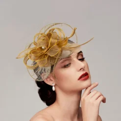 Feathers / Net Fascinators Kentucky Derby Hat/ Headpiece with Feather / Cap / Flower 1 PC Wedding / Horse Race / Ladies Day Headpiece