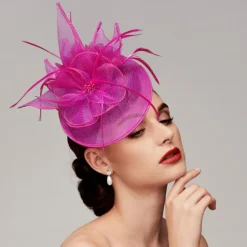 Feathers Net Fascinators Kentucky Hats Headpiece with Feather Cap Flower 1 PC Wedding Horse Race Ladies Day Melbourne Cup Headpiece dress to impress Race Day Dress