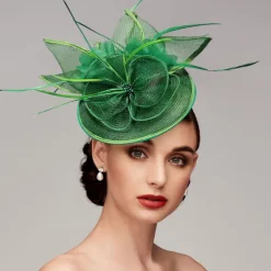 Feathers Net Fascinators Kentucky Hats Headpiece with Feather Cap Flower 1 PC Wedding Horse Race Ladies Day Melbourne Cup Headpiece dress to impress Race Day Dress