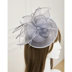 Feathers Net Fascinators Kentucky Hats Headpiece with Feather Cap Flower 1 PC Wedding Horse Race Ladies Day Melbourne Cup Headpiece dress to impress Race Day Dress