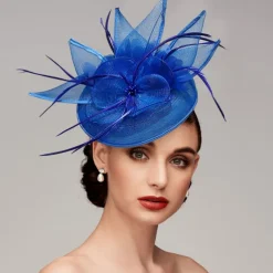 Feathers Net Fascinators Kentucky Hats Headpiece with Feather Cap Flower 1 PC Wedding Horse Race Ladies Day Melbourne Cup Headpiece dress to impress Race Day Dress