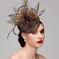 Feathers Net Fascinators Kentucky Hats Headpiece with Feather Cap Flower 1 PC Wedding Horse Race Ladies Day Melbourne Cup Headpiece dress to impress Race Day Dress