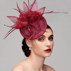 Feathers Net Fascinators Kentucky Hats Headpiece with Feather Cap Flower 1 PC Wedding Horse Race Ladies Day Melbourne Cup Headpiece dress to impress Race Day Dress