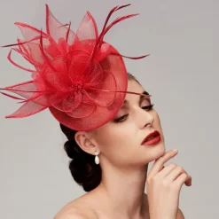 Feathers Net Fascinators Kentucky Hats Headpiece with Feather Cap Flower 1 PC Wedding Horse Race Ladies Day Melbourne Cup Headpiece dress to impress Race Day Dress