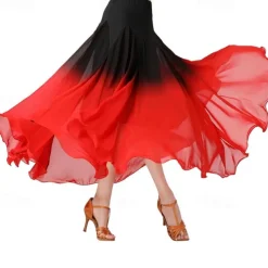 Female Ballroom Dance Swing Skirt Dance Performance Skirt Gradient Color Modern Dance Long Skirt