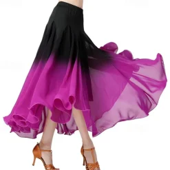 Female Ballroom Dance Swing Skirt Dance Performance Skirt Gradient Color Modern Dance Long Skirt