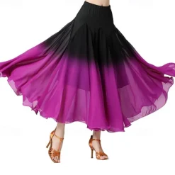 Female Ballroom Dance Swing Skirt Dance Performance Skirt Gradient Color Modern Dance Long Skirt