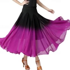 Female Ballroom Dance Swing Skirt Dance Performance Skirt Gradient Color Modern Dance Long Skirt