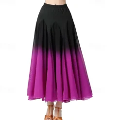 Female Ballroom Dance Swing Skirt Dance Performance Skirt Gradient Color Modern Dance Long Skirt
