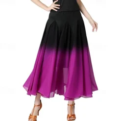 Female Ballroom Dance Swing Skirt Dance Performance Skirt Gradient Color Modern Dance Long Skirt