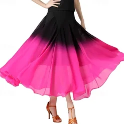 Female Ballroom Dance Swing Skirt Dance Performance Skirt Gradient Color Modern Dance Long Skirt