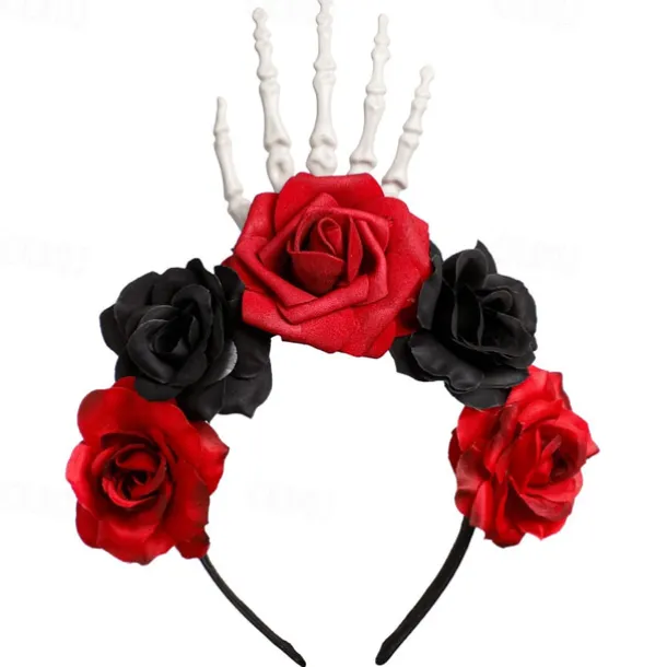 Festive decorations Halloween Skull Hair Band Black Tie Halloween play ornament necklace Headband
