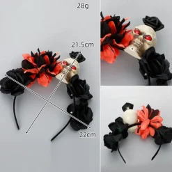 Festive decorations Halloween Skull Hair Band Black Tie Halloween play ornament necklace Headband
