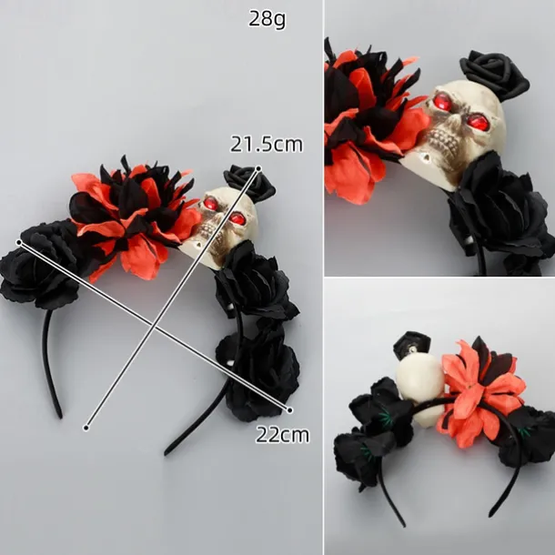 Festive decorations Halloween Skull Hair Band Black Tie Halloween play ornament necklace Headband