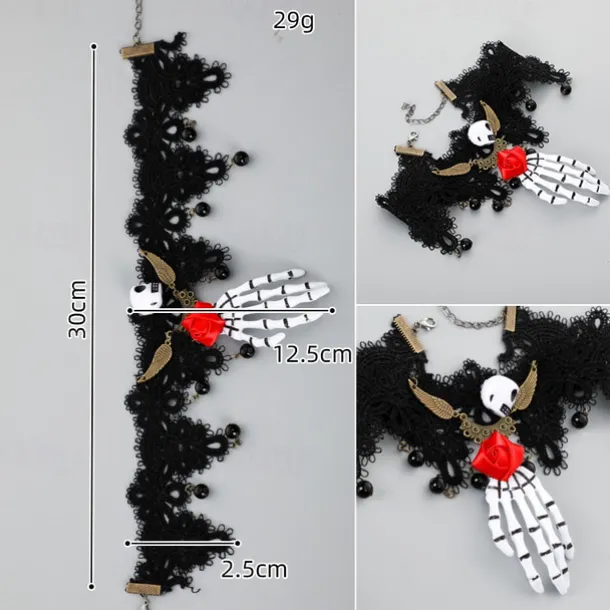 Festive decorations Halloween Skull Hair Band Black Tie Halloween play ornament necklace Headband