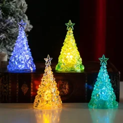 Festive Decorative Light Glowing Electronic Candle Christmas Tree Tabletop Ornament Festive Atmosphere Window Decoration Night Light