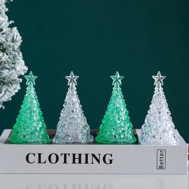 Festive Decorative Light Glowing Electronic Candle Christmas Tree Tabletop Ornament Festive Atmosphere Window Decoration Night Light