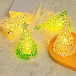 Festive Decorative Light Glowing Electronic Candle Christmas Tree Tabletop Ornament Festive Atmosphere Window Decoration Night Light