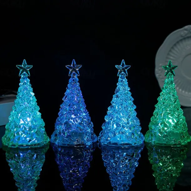 Festive Decorative Light Glowing Electronic Candle Christmas Tree Tabletop Ornament Festive Atmosphere Window Decoration Night Light