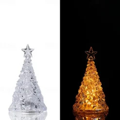 Festive Decorative Light Glowing Electronic Candle Christmas Tree Tabletop Ornament Festive Atmosphere Window Decoration Night Light
