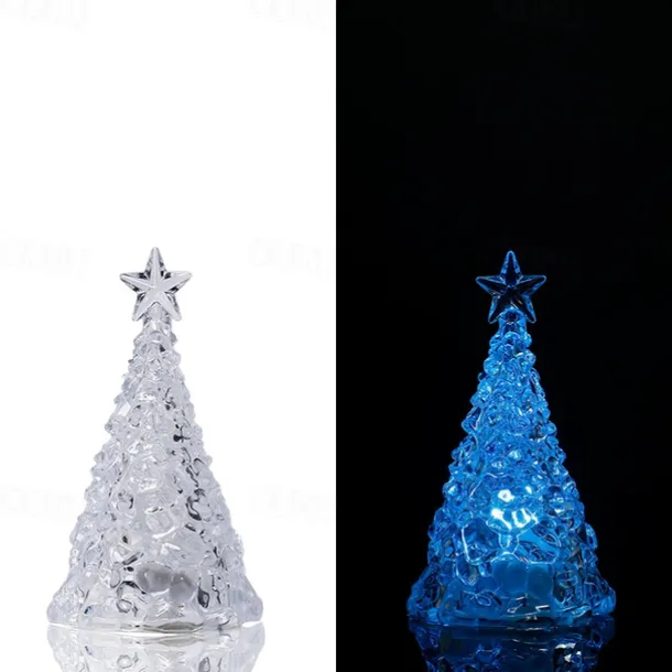 Festive Decorative Light Glowing Electronic Candle Christmas Tree Tabletop Ornament Festive Atmosphere Window Decoration Night Light